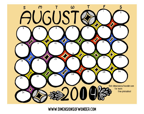 Free Printable Monthly Calendar August 2014, Cute Printable Calendars