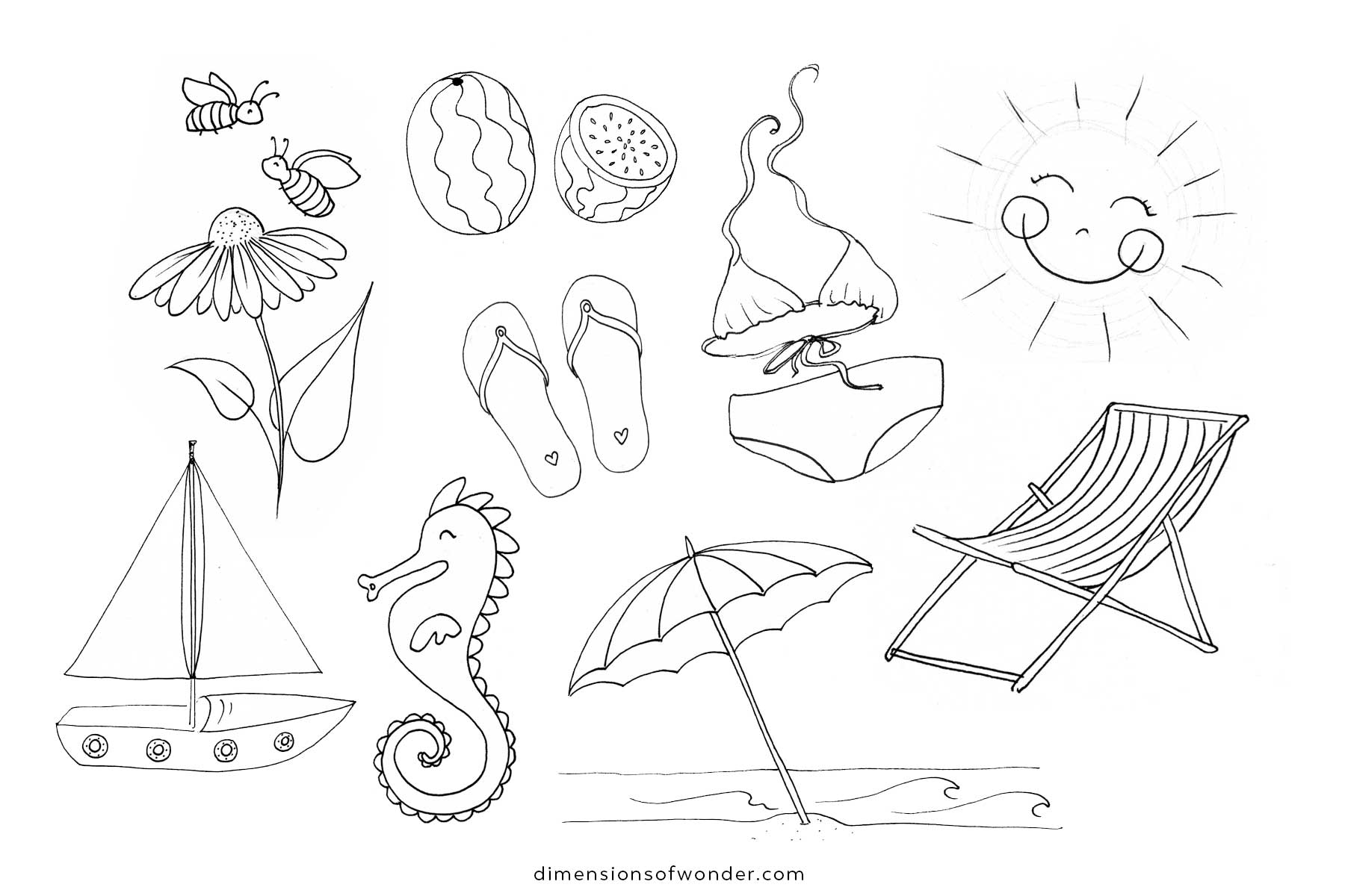 summer doodles easy drawing ideas