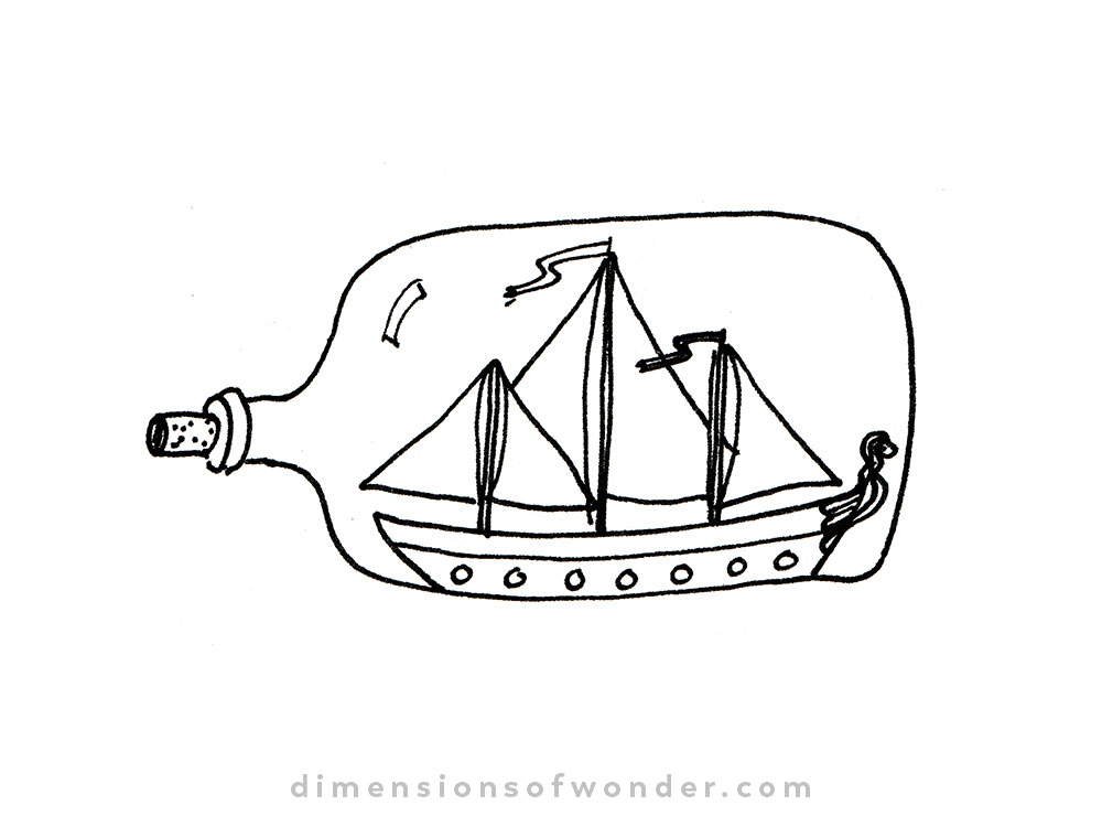 Whimsical-drawing-ideas-ship-in-a-bottle